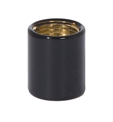 9/16 Inch Tall Glossy Black Brass Lamp Coupling, 1/8F Tap