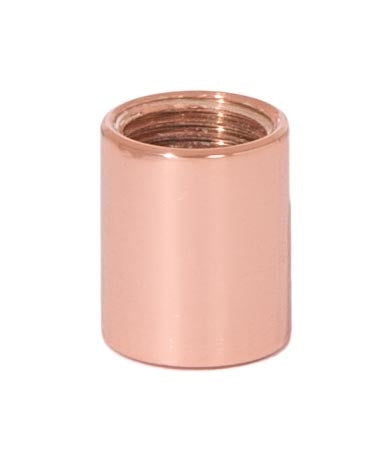 9/16 Inch Tall Polished Copper Finish Brass Lamp Coupling, 1/8F Tap