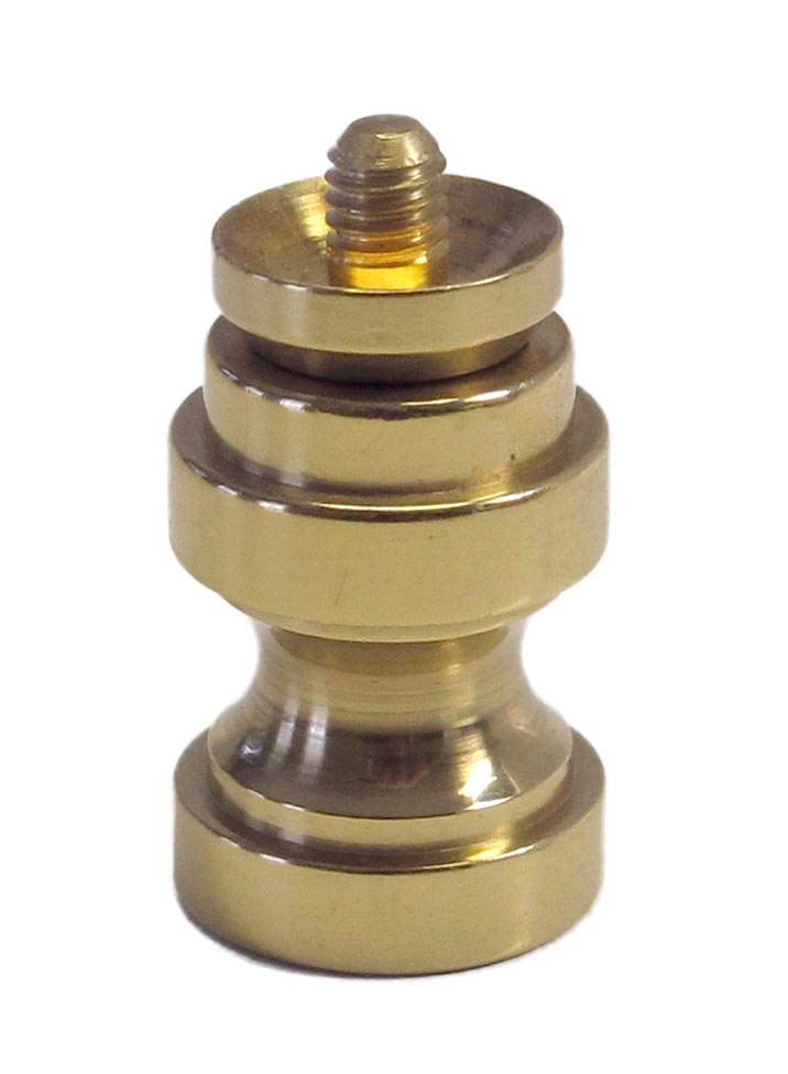 7/8" Lamp Finial Base w/4mm threaded Post, Tapped 1/4-27F