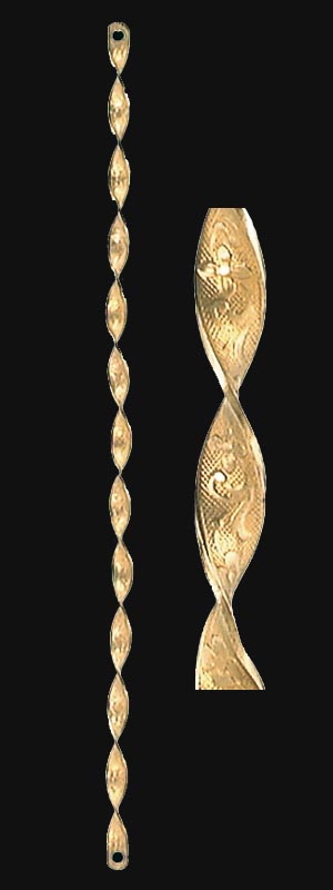 10" Brass Twist Chain Link w/Embossed Floral Design