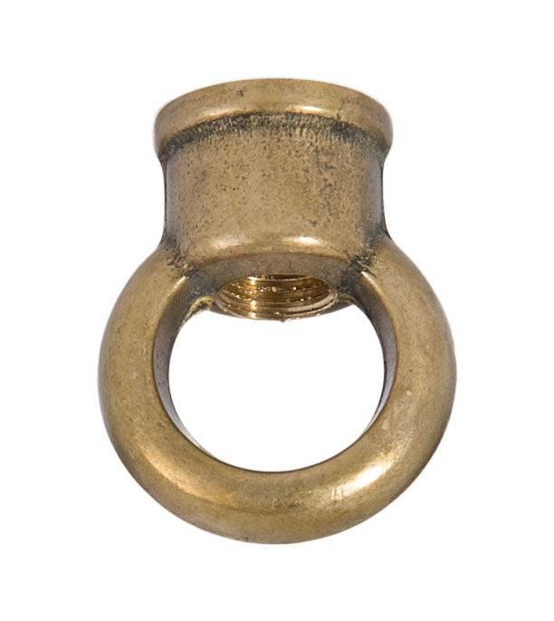 1-1/2" Tall Heavy Cast Brass Loop with wire way, 1-3/16" diameter, tap 1/4F (1/2" diameter), unfinished