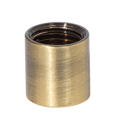 5/8 Inch Tall Antique Brass Lamp Coupling, 1/4F Tap