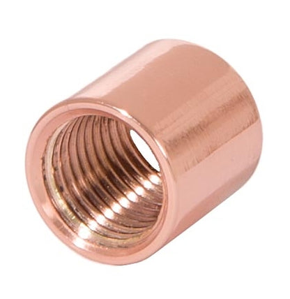 5/8 Inch Tall Brass Polished Copper Lamp Coupling, 1/4F Tap