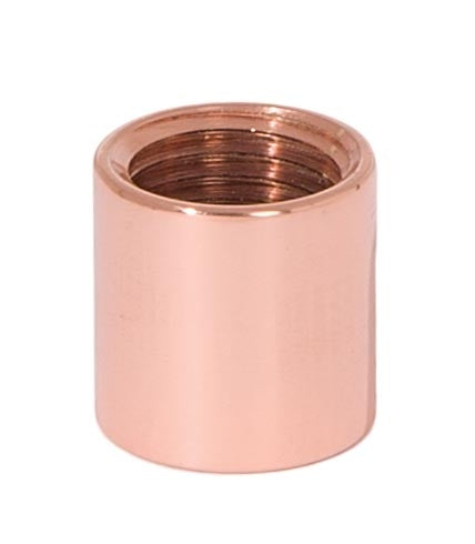 5/8 Inch Tall Brass Polished Copper Lamp Coupling, 1/4F Tap