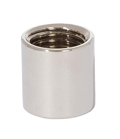 5/8 Inch Tall Brass Lamp Coupling, 1/4F Tap, Polished Nickel 