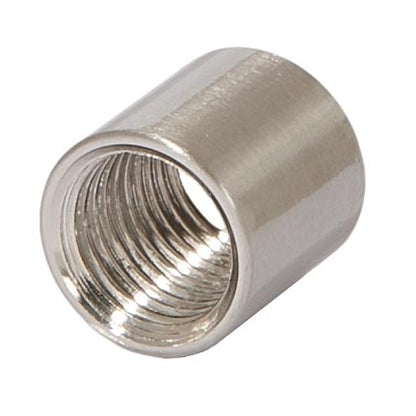 5/8 Inch Tall Satin Nickel Brass Lamp Coupling, 1/4F Tap