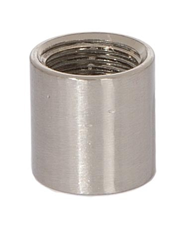 5/8 Inch Tall Satin Nickel Brass Lamp Coupling, 1/4F Tap