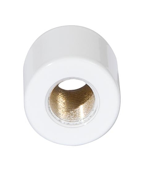 3/4 Inch Tall White Enamel Brass Lamp Coupling, 1/8F Tap