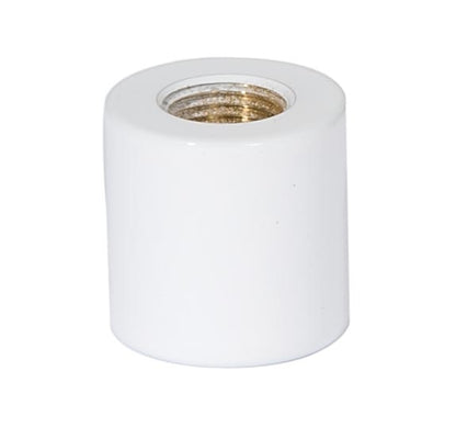 3/4 Inch Tall White Enamel Brass Lamp Coupling, 1/8F Tap