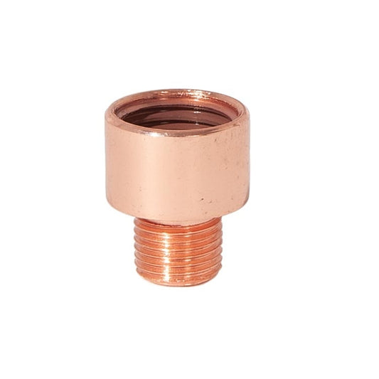 3/4 Inch Tall Polished Copper Finish Straight Turned Brass Nozzle, Tap 1/4F x 1/8M