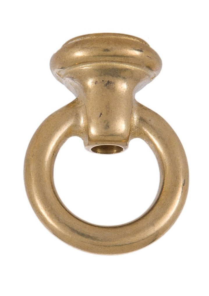 2-1/8" Tall Heavy Cast Brass Loop with wire way, 1-5/8" diameter, tap 3/8F (5/8" diameter), unfinished