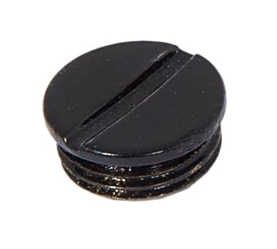 Glossy Black Finish Slotted Brass Plug or Cap, Choice of Thread