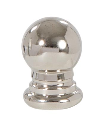 Ball Style Solid Brass Lamp Finial - Polished Nickel, 1" ht.