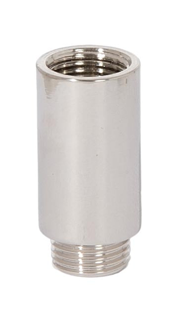1-1/16 Inch Tall Brass Polished Nickel Lamp Transition Coupling, Tap 1/8F x 1/8M 