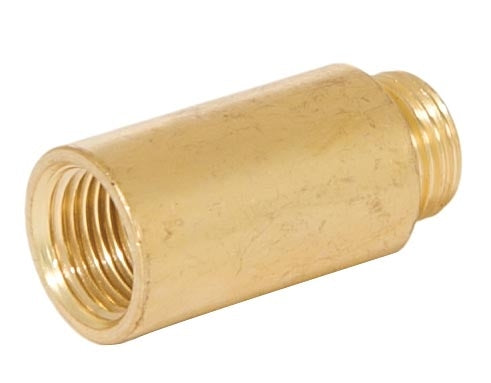 1-1/16 Inch Tall Unfinished Brass Lamp Transition Coupling, 1/8F x 1/8M Tap