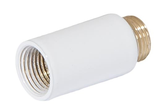 1-1/16 Inch Tall Brass White Enamel Finish Lamp Transition Coupling, 1/8F x 1/8M Tap