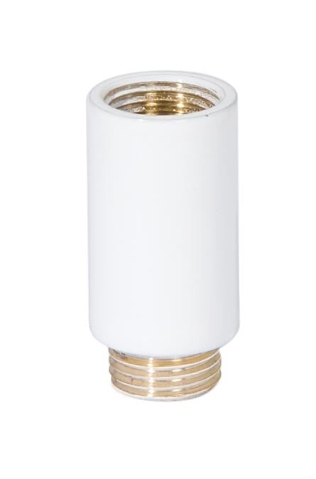 1-1/16 Inch Tall Brass White Enamel Finish Lamp Transition Coupling, 1/8F x 1/8M Tap