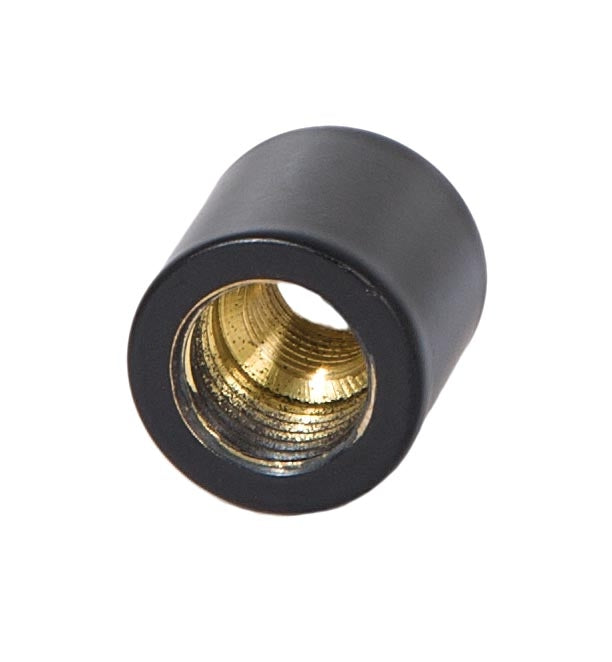3/4 Inch Tall Satin Black Brass Lamp Coupling, 1/8F x 1/4F Taps