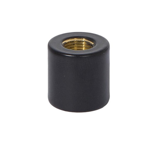 3/4 Inch Tall Satin Black Brass Lamp Coupling, 1/8F x 1/4F Taps