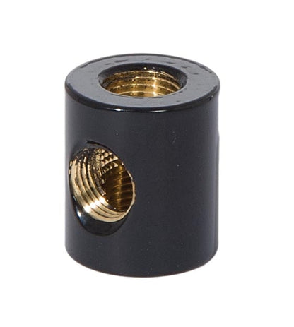  7/8 Inch Tall Glossy Black Finish 3-Way Brass Arm Back, 1/8F Tap 