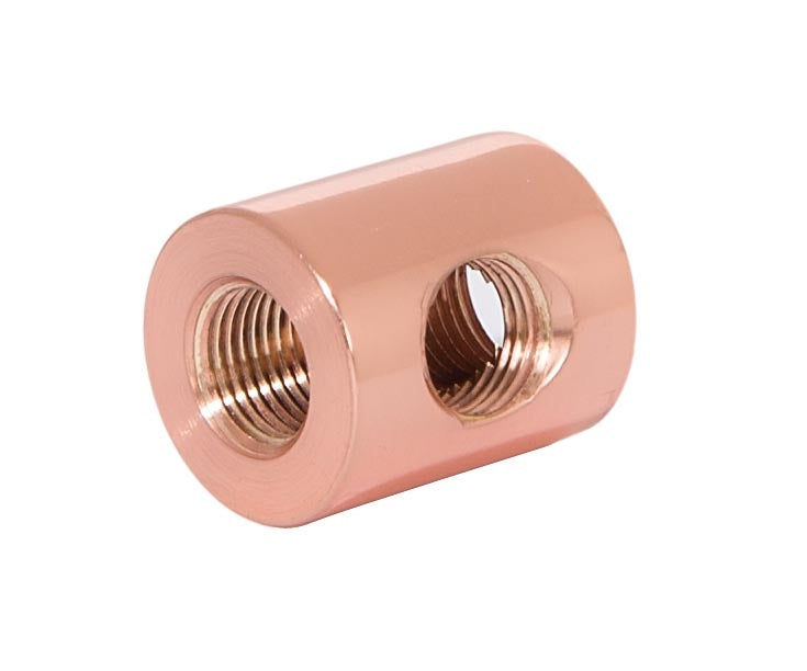 7/8 Inch Tall 3-Way Brass Arm Back, 1/8F Tap, Polished Copper