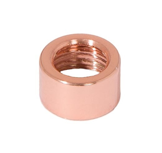 1/4 Inch Tall Polished Copper Finish Brass Open Top End Cap, 1/8F Tap