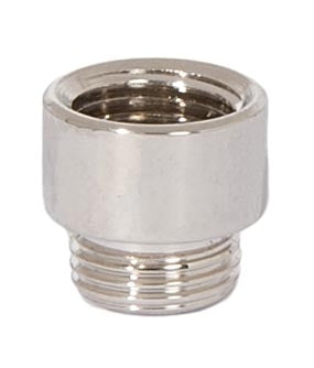 15/32 Inch Tall Short Polished Nickel Brass Transition Coupling, 1/8F x 1/8M