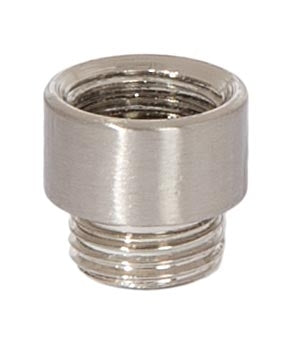 15/32 Inch Tall Satin Nickel Finish Short Brass Transition Coupling, 1/8F x 1/8M