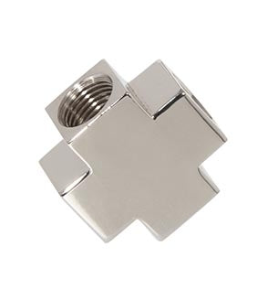 4-Way, 1 Inch Tall Geometric Style Polished Nickel Finish Brass Arm Back, 1/8F All Sides