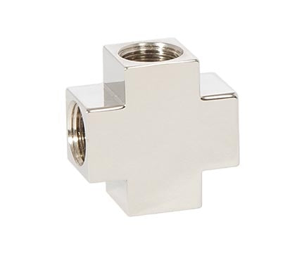 4-Way, 1 Inch Tall Geometric Style Polished Nickel Finish Brass Arm Back, 1/8F All Sides