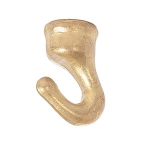 1-1/8 Inch Tall Unfinished Cast Brass Baby Hook w/No Wire Way, 1/8F