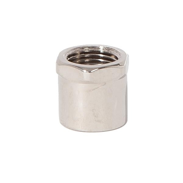 1/2 Inch Tall Polished Nickel Brass Hex Coupling, 1/8F