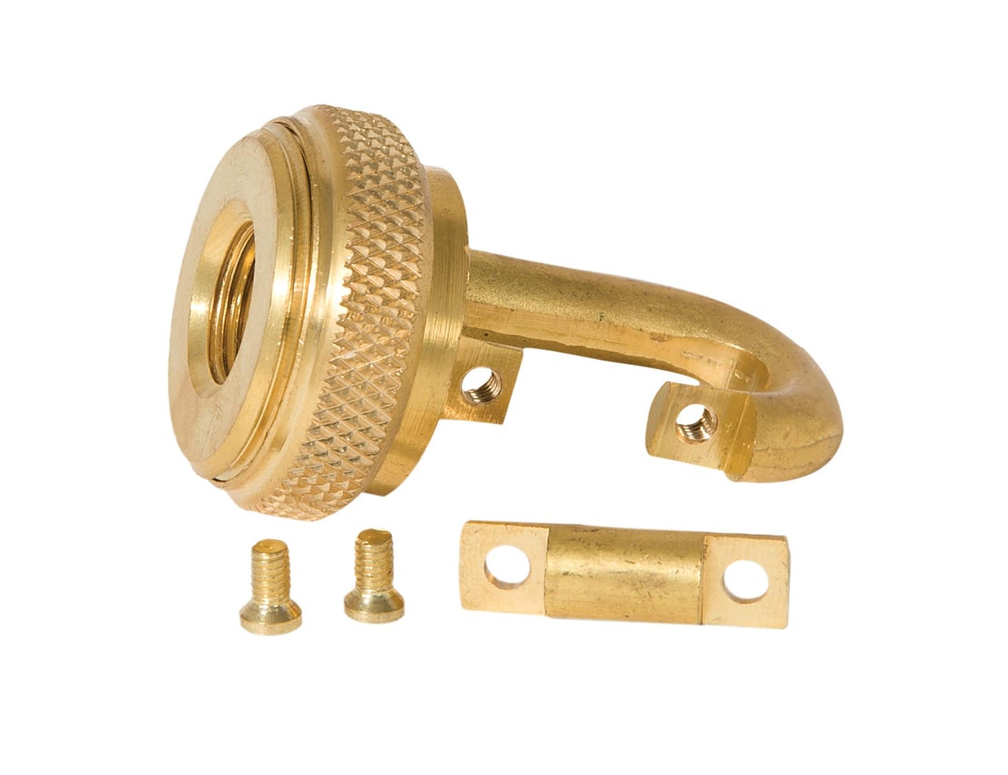 2-1/2" Tall Heavy Duty Brass Quick Screw Collar Loop, 3/8F Tap, Unfinished Brass