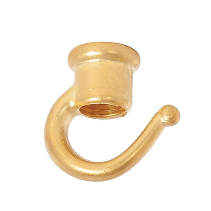 1-3/8 Inch Tall Unfinished Cast Brass Hook With Wire Way, Tap 1/4F