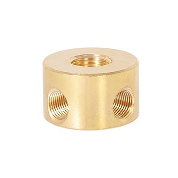 3/4 Inch Height Unfinished Brass 4-Way Straight Disc Arm Back, 1/8F x 1/4F