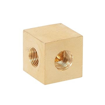 7/8 Inch Tall Unfinished Brass 2-Way, 90 Degree Square Arm Back, 1/8F