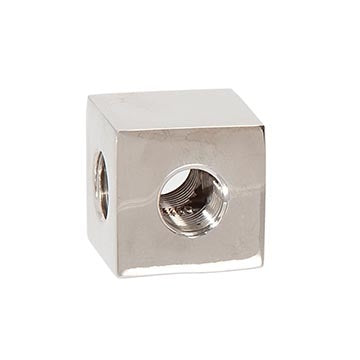 7/8 Inch Tall Polished Nickel Finish Square Brass 3-Way Arm Back, Tap 1/8F