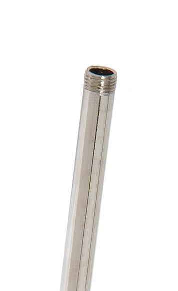 Polished Nickel Finish Steel Fixture Stem Lamp Pipe, Ends Threaded 1/8IPS - Choice of Length