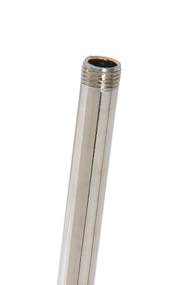 Polished Nickel Steel Fixture Stem Lamp Pipe, Both Ends Threaded 1/4 IP - Choice of Length