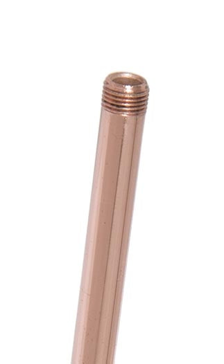 Polished Copper Finish Steel Fixture Stem Lamp Pipe, Ends Threaded 1/8IPS - Choice of Length