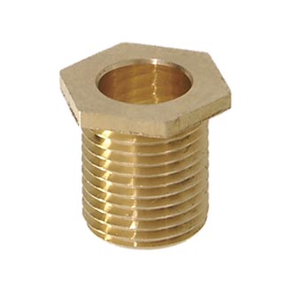 Brass Hex Nipple, 1/2" head size, 1/8IP thread (3/8" diameter)