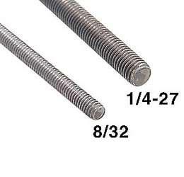 Steel All Thread Solid Rod, Available in 8-32 and 1/4-27, Choice of Length