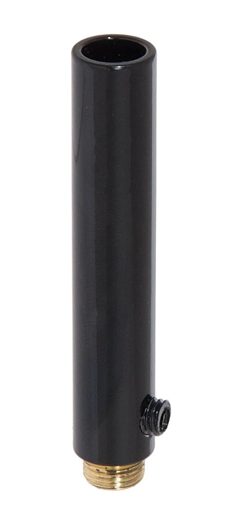 3 Inch Tall Glossy Black Brass Hollow Transition Cord Grip Bushing w/Polycarbonite Set Screw, 1/8M