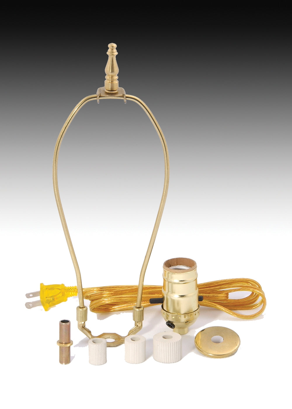 B&p Lamp Adapter Kit w/9 inch Harp & Brown Cord
