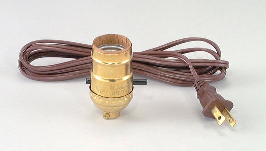 Complete Brass Plated Push-Thru Socket w/8 ft. cord