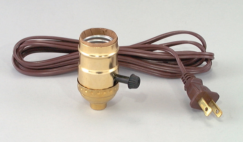 Complete Brass, 3-way Turn Knob Socket w/8 ft. cord
