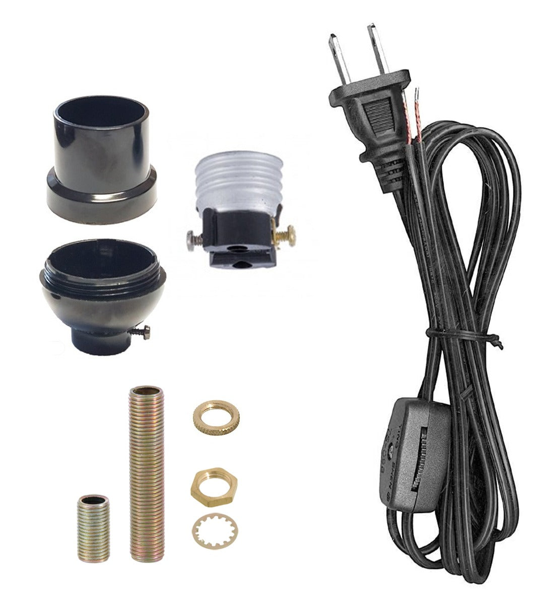 Keyless Table Lamp Wiring Kit with Plastic Socket and Rotary Switch Lamp Cord