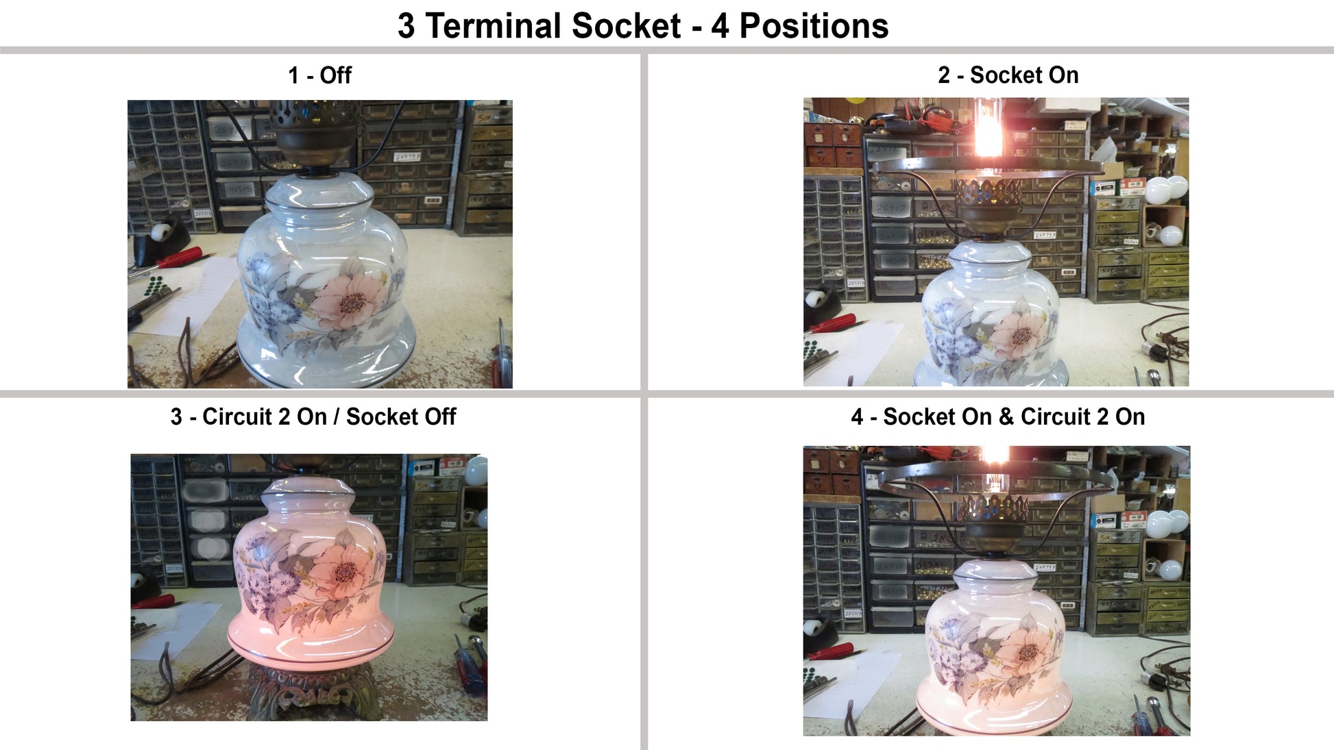3-Terminal Socket Interior For Wiring Bottom Light Has 1/8F Hickey