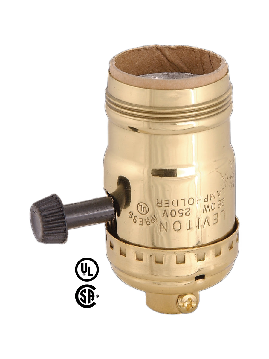 Solid Brass, w/UNO Thread Shell, Leviton Brand Lamp Sockets - CHOICE of Socket Function