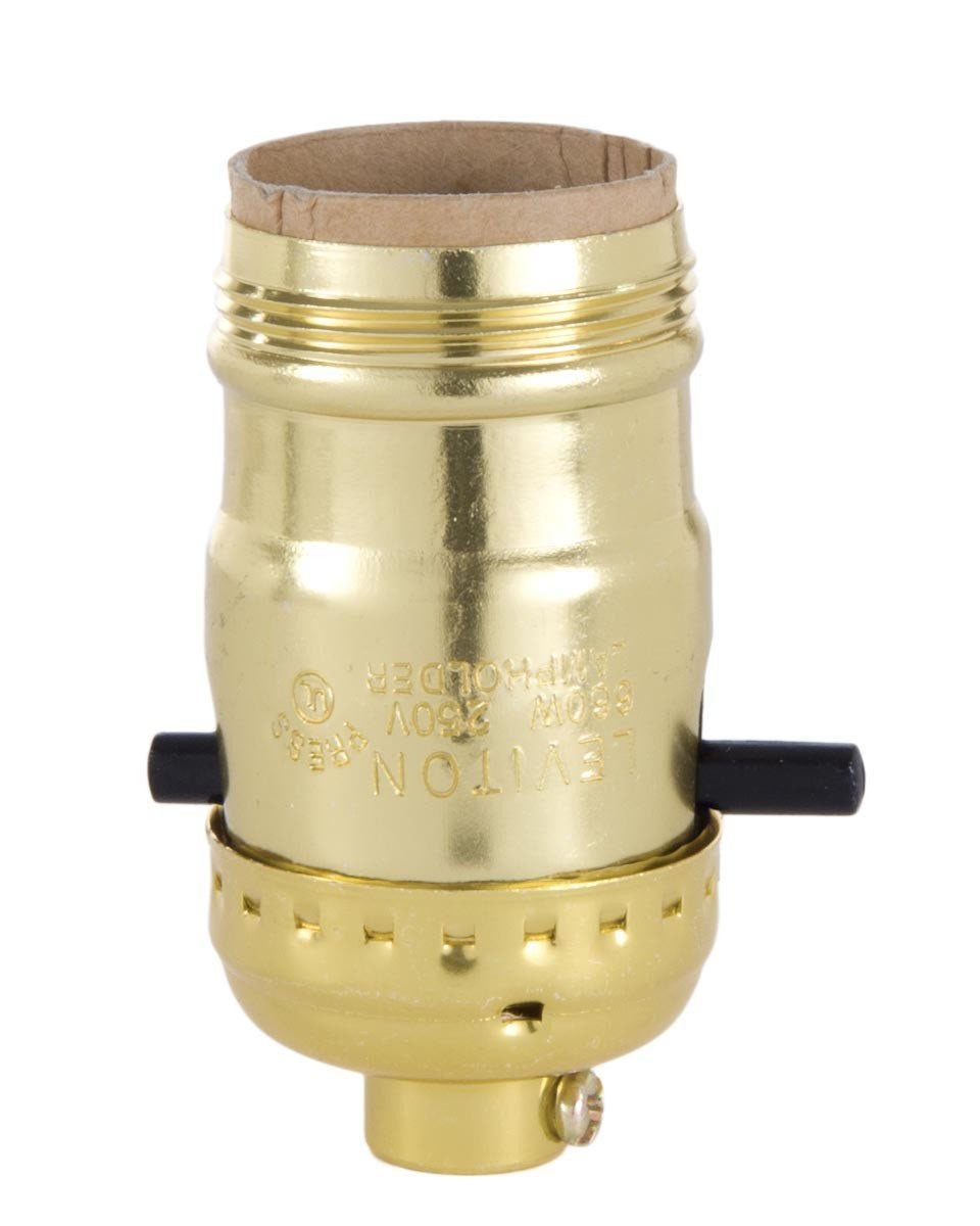 Leviton Brand, PushThru Socket w/UNO Thread Brite Gilt Finish